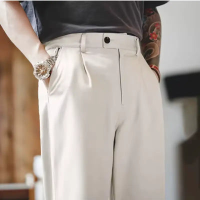 Vintage Italian Retro Pants | Casual Paris Button Straight Trousers Amekaji