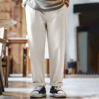 Vintage Italian Retro Pants | Casual Paris Button Straight Trousers Amekaji