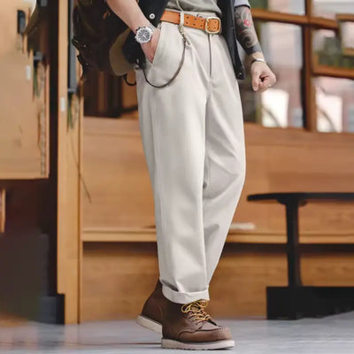 Vintage Italian Retro Pants | Casual Paris Button Straight Trousers Amekaji