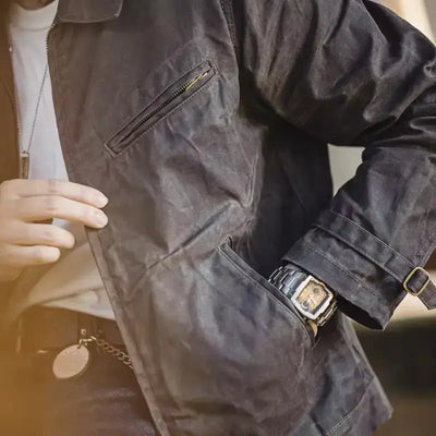 Vintage Oil Waxed Jacket | Men's Classic Slim Fit Jacket Amekaji