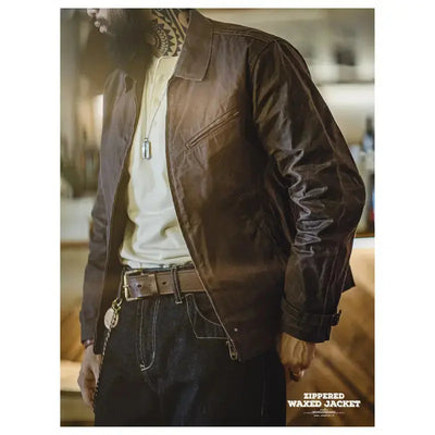 Vintage Oil Waxed Jacket | Men's Classic Slim Fit Jacket Amekaji