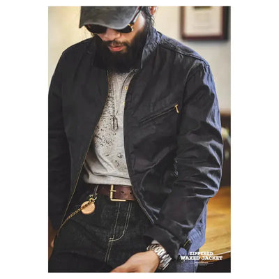 Vintage Oil Waxed Jacket | Men's Classic Slim Fit Jacket Amekaji