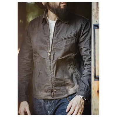 Vintage Oil Waxed Jacket | Men's Classic Slim Fit Jacket Amekaji