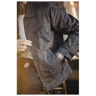 Vintage Oil Waxed Jacket | Men's Classic Slim Fit Jacket Amekaji