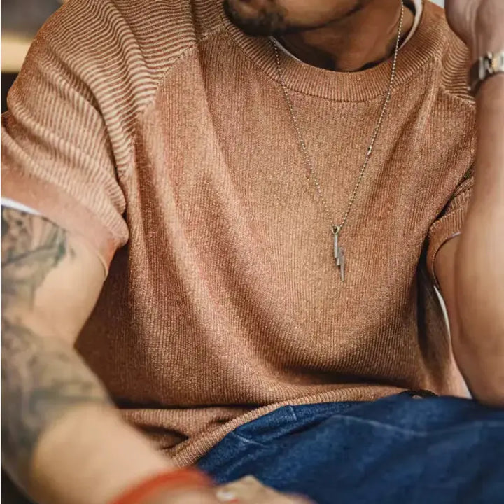 Vintage Orange Knitted Tee | Men&