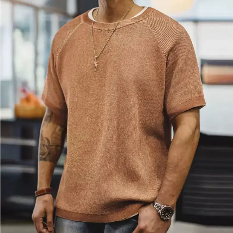Vintage Orange Knitted Tee | Men&