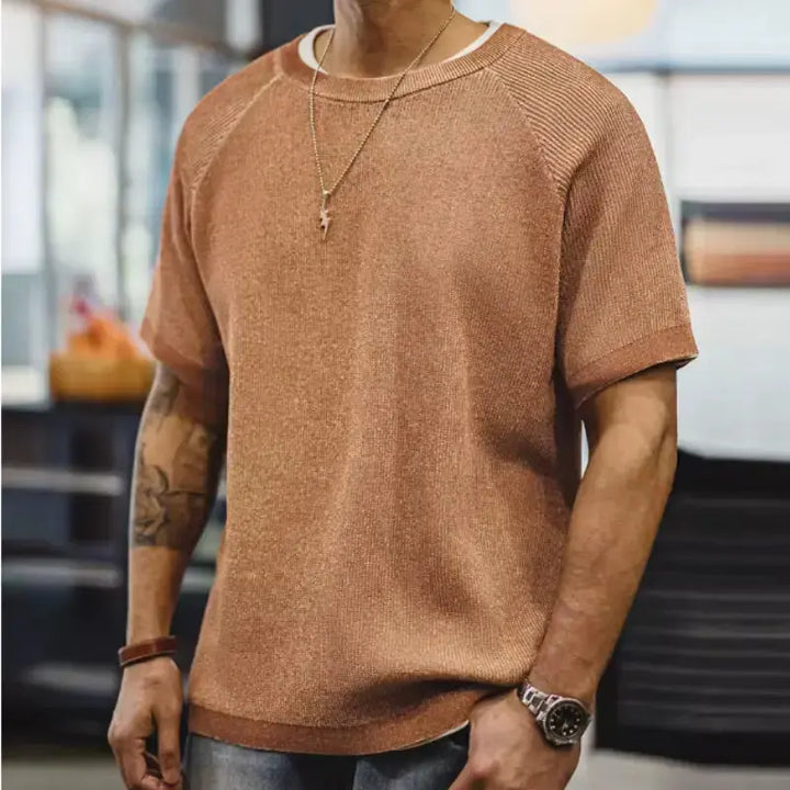 Vintage Orange Knitted Tee | Men&