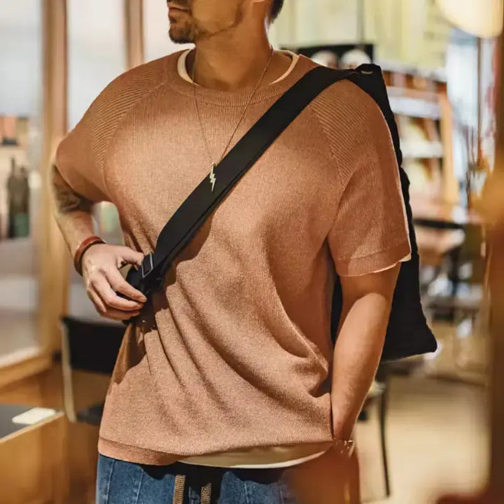 Vintage Orange Knitted Tee | Men&