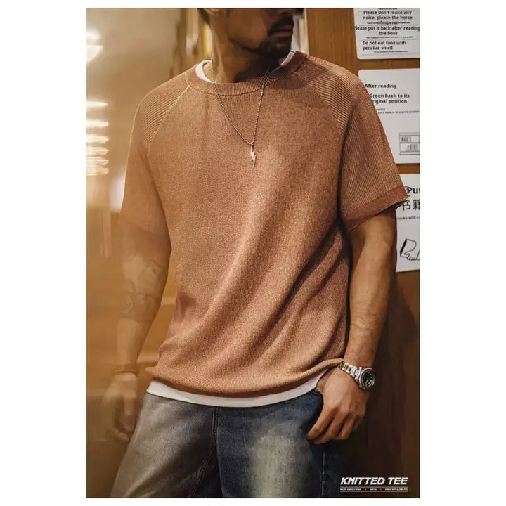 Vintage Orange Knitted Tee | Men&