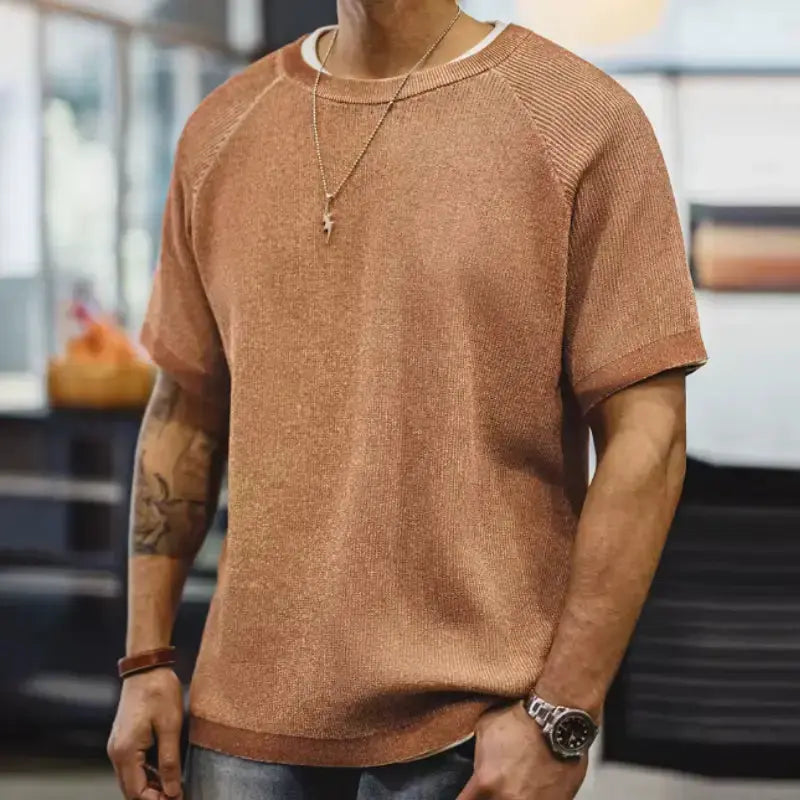 Vintage Orange Knitted Tee | Men&