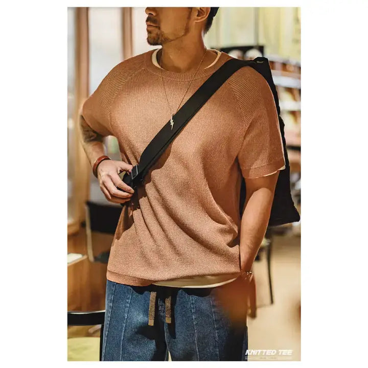 Vintage Orange Knitted Tee | Men&