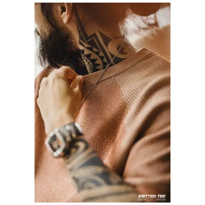 Vintage Orange Knitted Tee | Men&