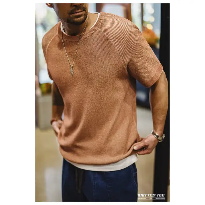 Vintage Orange Knitted Tee | Men&