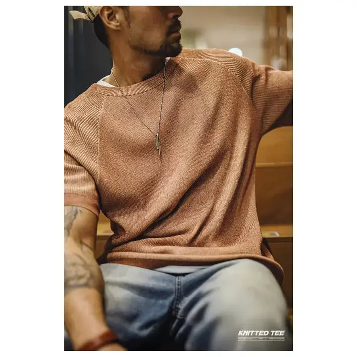 Vintage Orange Knitted Tee | Men&