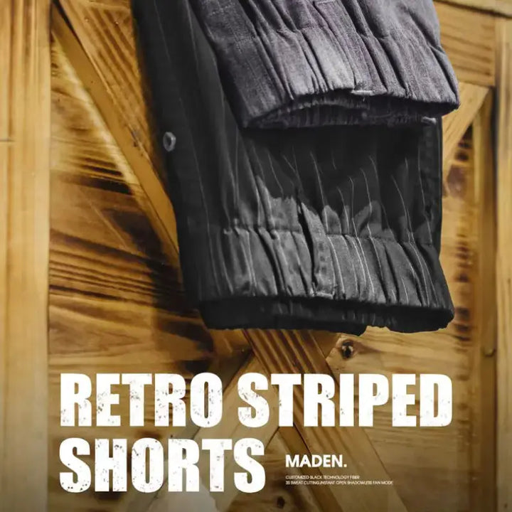 Vintage Pinstripe Shorts Men | Retro Relaxed Amekaji Shorts Amekaji