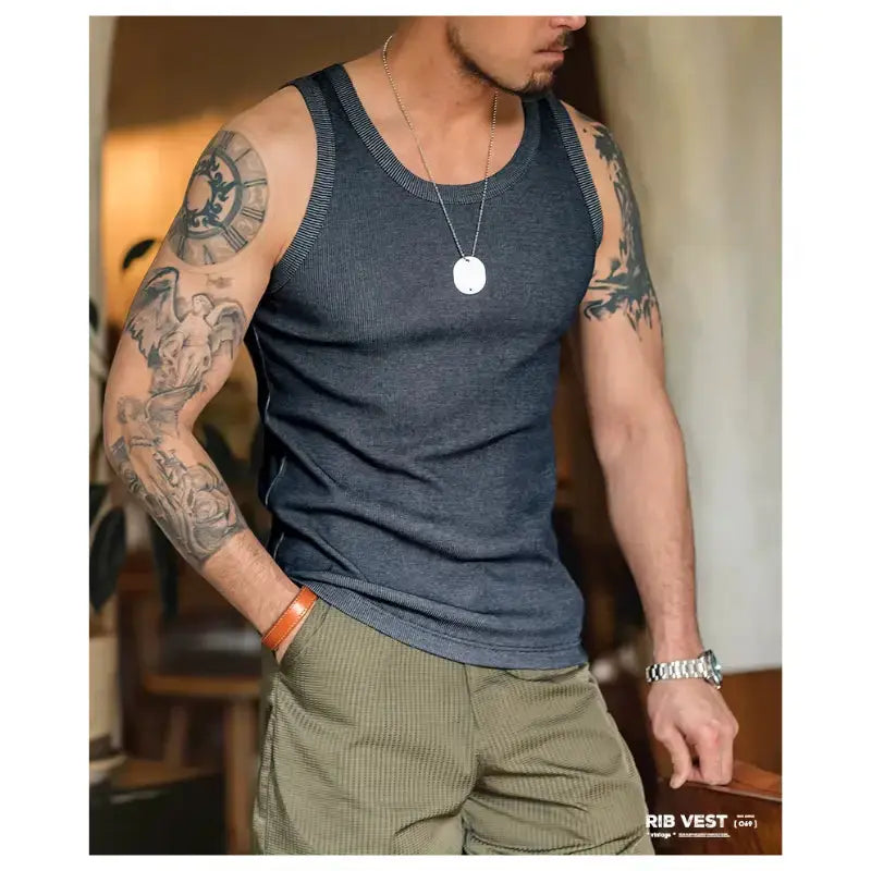 Vintage Ribbed Tank Top | Men&