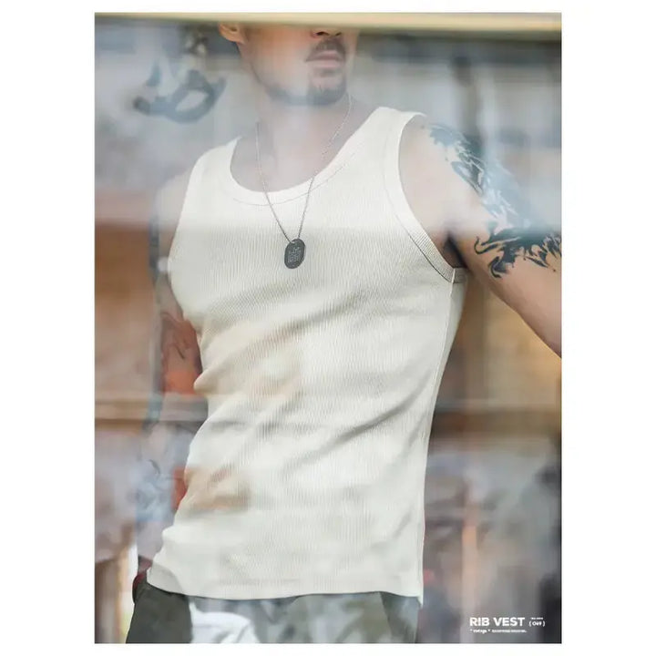 Vintage Ribbed Tank Top | Men&