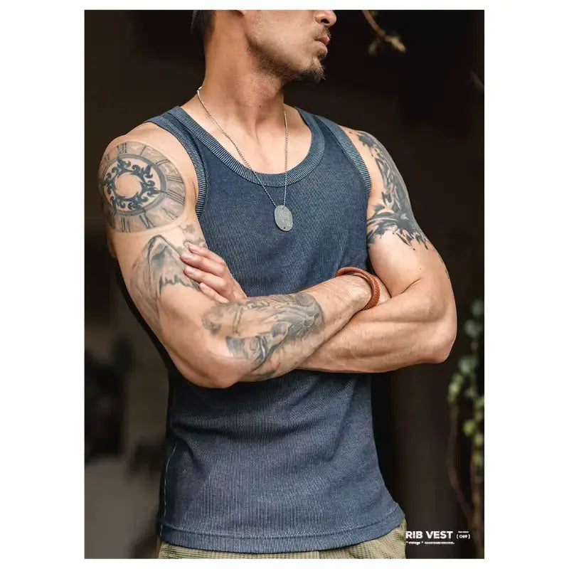 Vintage Ribbed Tank Top | Men&