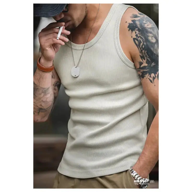 Vintage Ribbed Tank Top | Men&