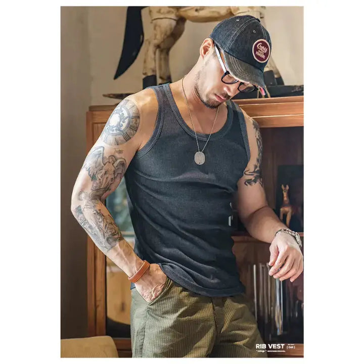 Vintage Ribbed Tank Top | Men&