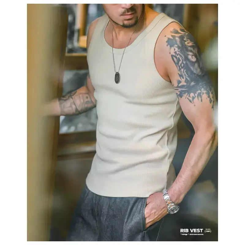 Vintage Ribbed Tank Top | Men&