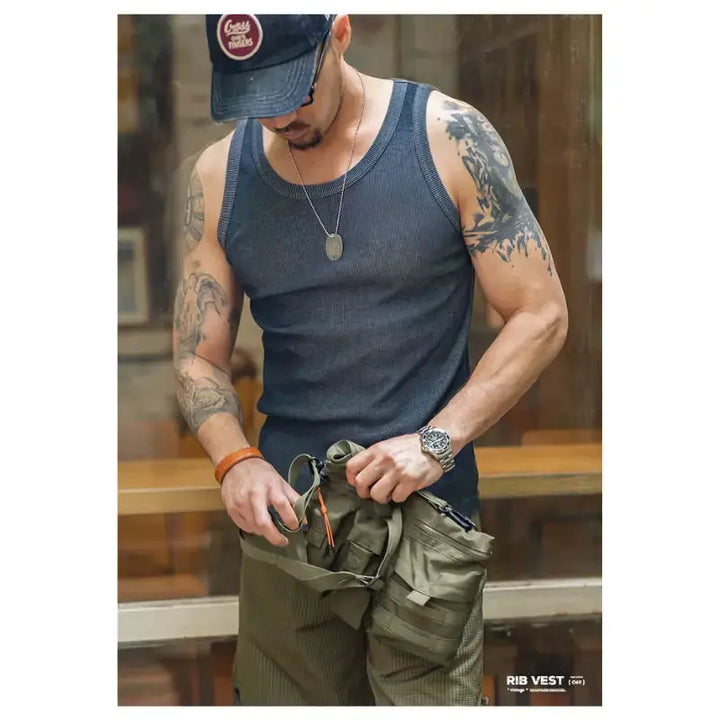 Vintage Ribbed Tank Top | Men&