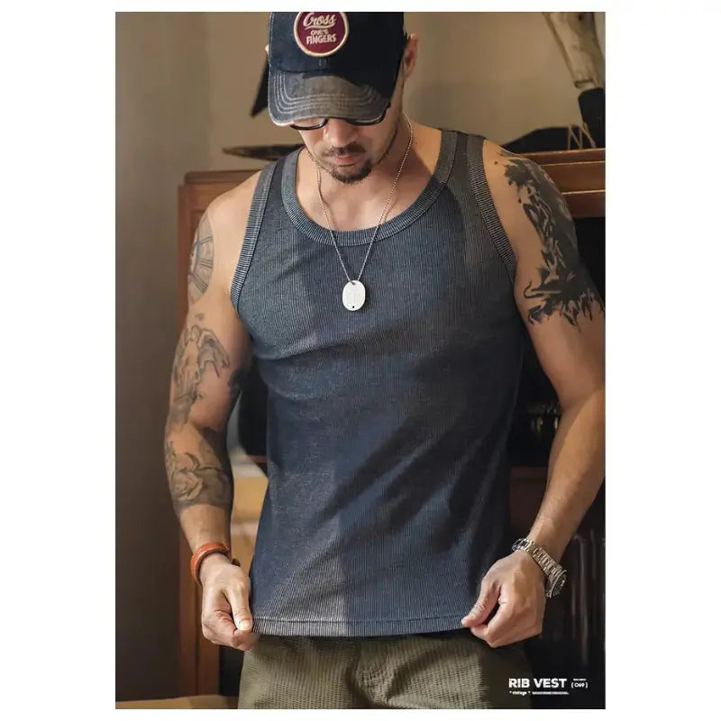 Vintage Ribbed Tank Top | Men&
