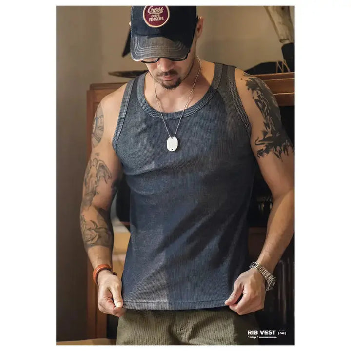 Vintage Ribbed Tank Top | Men&