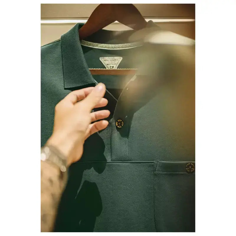 Vintage Short Sleeve Polo | Shirt Men's Green Lapel Polo Maden