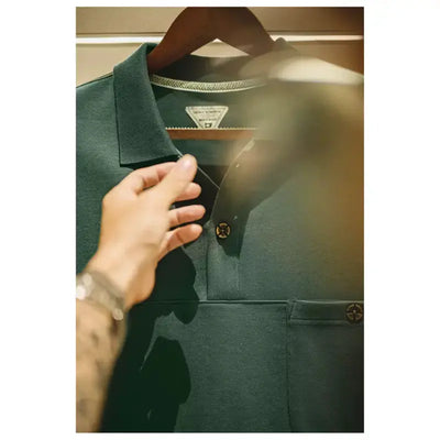 Vintage Short Sleeve Polo | Shirt Men's Green Lapel Polo Maden