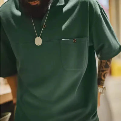 Vintage Short Sleeve Polo | Shirt Men's Green Lapel Polo Maden
