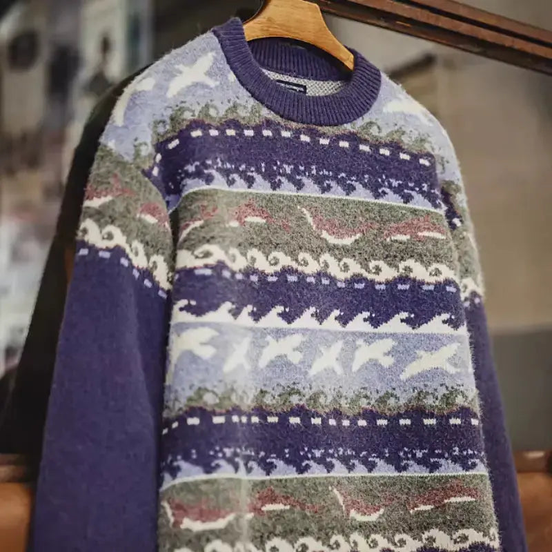 Vintage Sweater Crewneck Relaxed | Pullover Soft Knitwear Amekaji