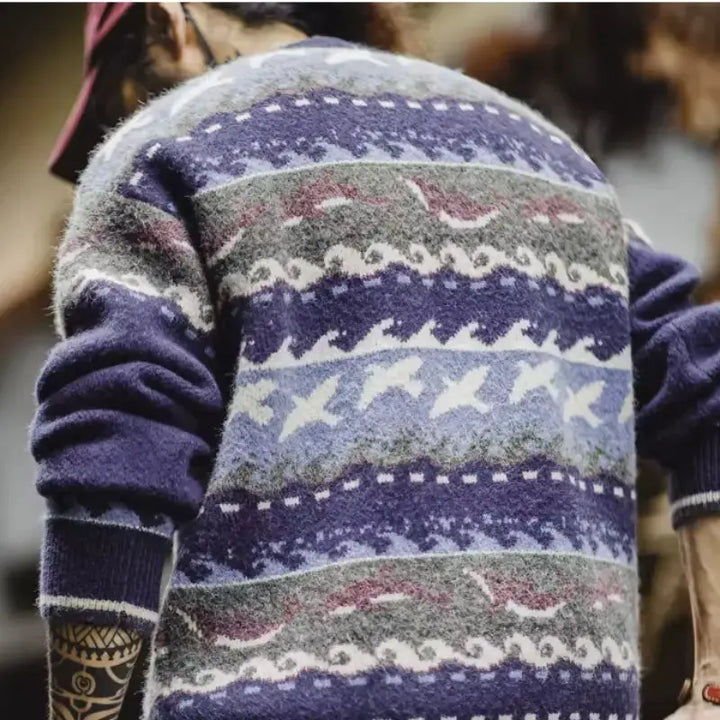 Vintage Sweater Crewneck Relaxed | Pullover Soft Knitwear Amekaji