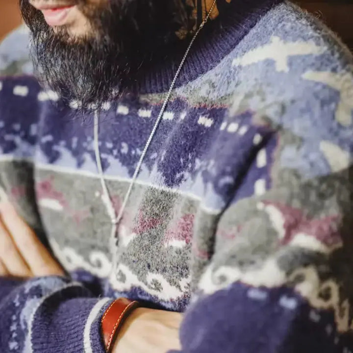 Vintage Sweater Crewneck Relaxed | Pullover Soft Knitwear Amekaji
