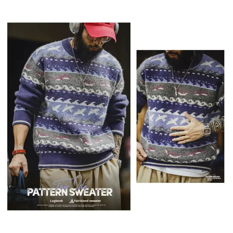 Vintage Sweater Crewneck Relaxed | Pullover Soft Knitwear Amekaji