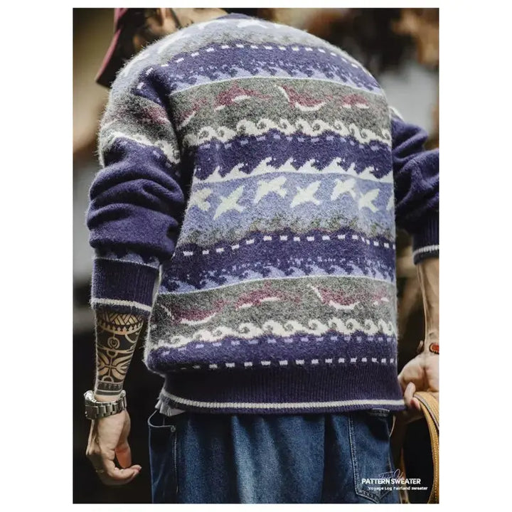 Vintage Sweater Crewneck Relaxed | Pullover Soft Knitwear Amekaji