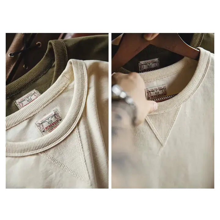 Vintage T-shirt Round Neck | Hem Slit Bottoming Men&
