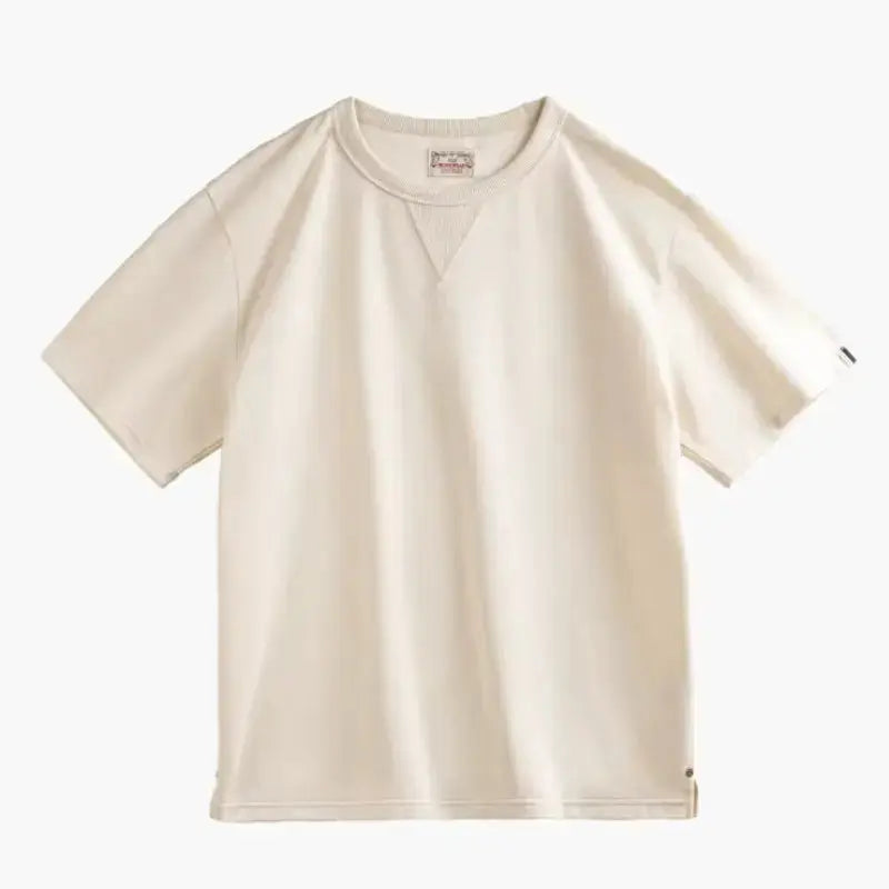 Vintage T-shirt Round Neck | Hem Slit Bottoming Men's Tee Maden
