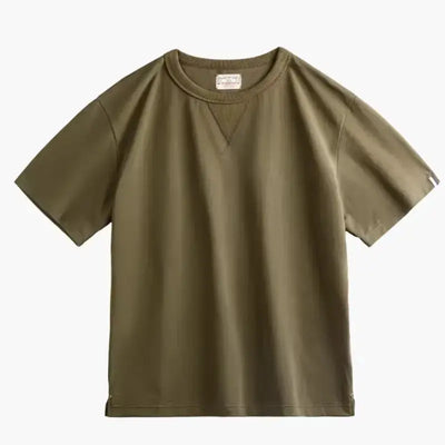 Vintage T-shirt Round Neck | Hem Slit Bottoming Men's Tee Maden
