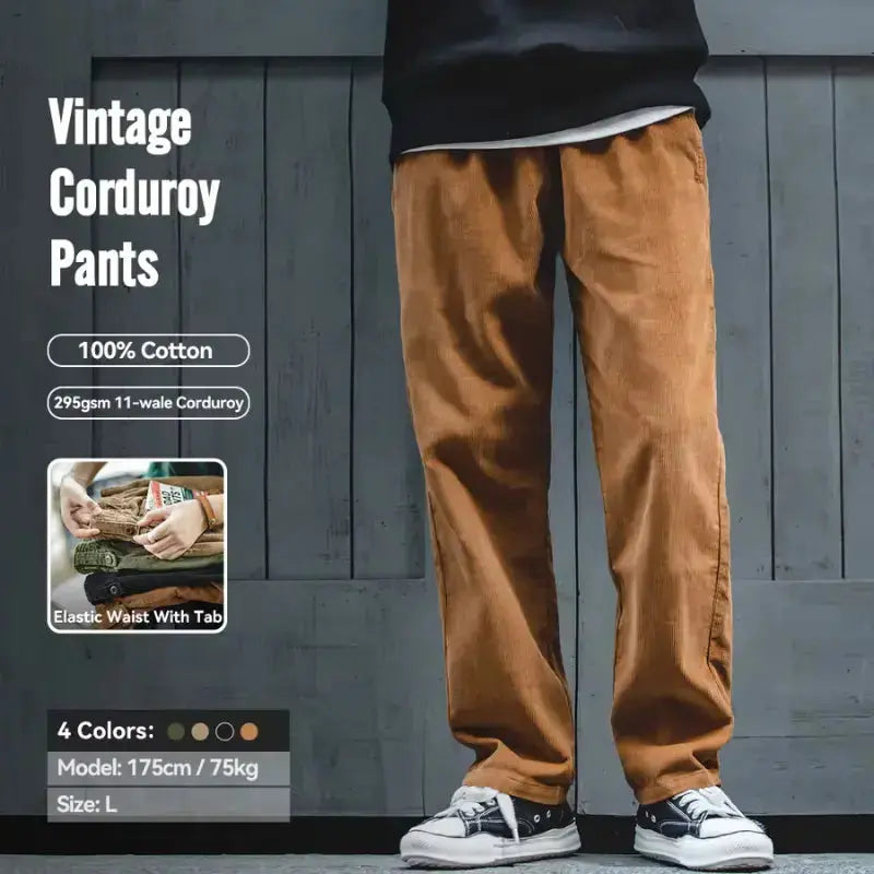 Vintage Trousers Corduroy Pants | 11-Wale Casual Retro Amekaji