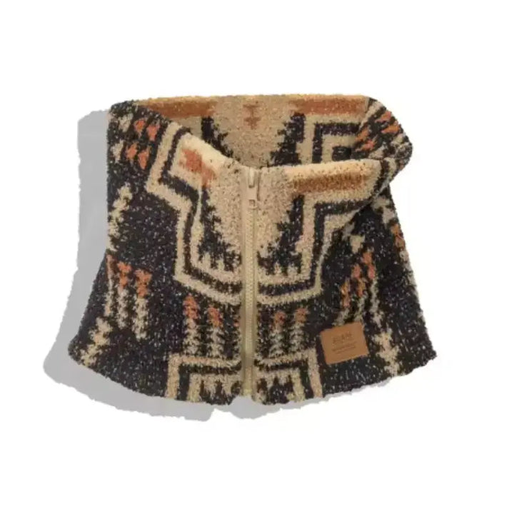 Vintage Unisex Heating Scarf | Men Warm Zip Fleece Neck Amekaji