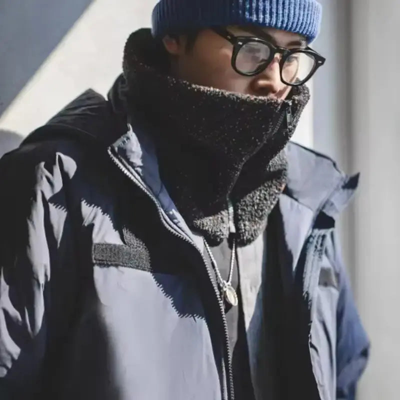Vintage Unisex Heating Scarf | Men Warm Zip Fleece Neck Amekaji