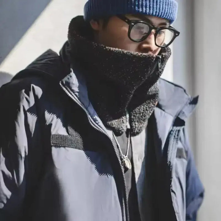 Vintage Unisex Heating Scarf | Men Warm Zip Fleece Neck Amekaji