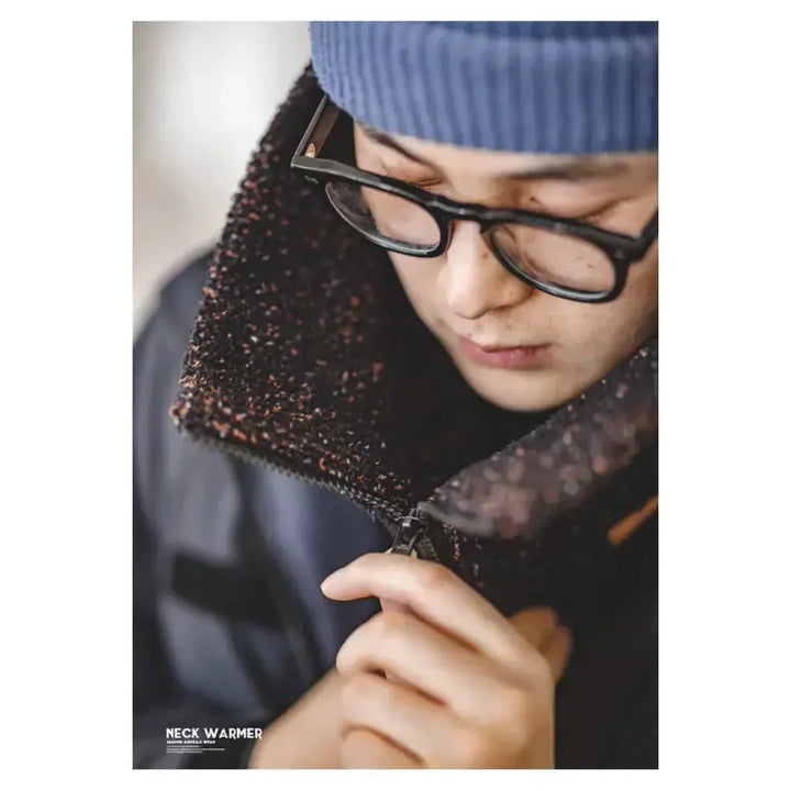 Vintage Unisex Heating Scarf | Men Warm Zip Fleece Neck Amekaji
