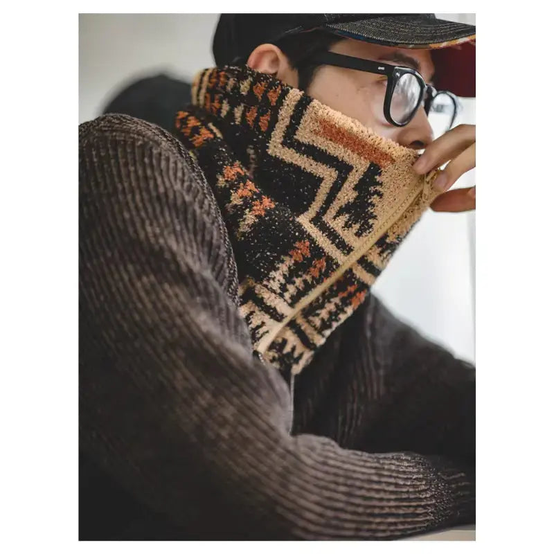 Vintage Unisex Heating Scarf | Men Warm Zip Fleece Neck Amekaji