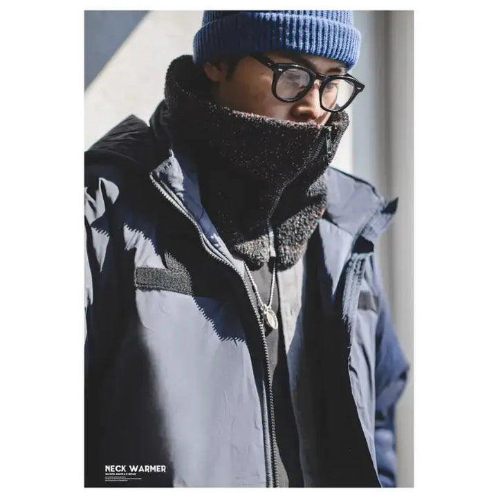 Vintage Unisex Heating Scarf | Men Warm Zip Fleece Neck Amekaji