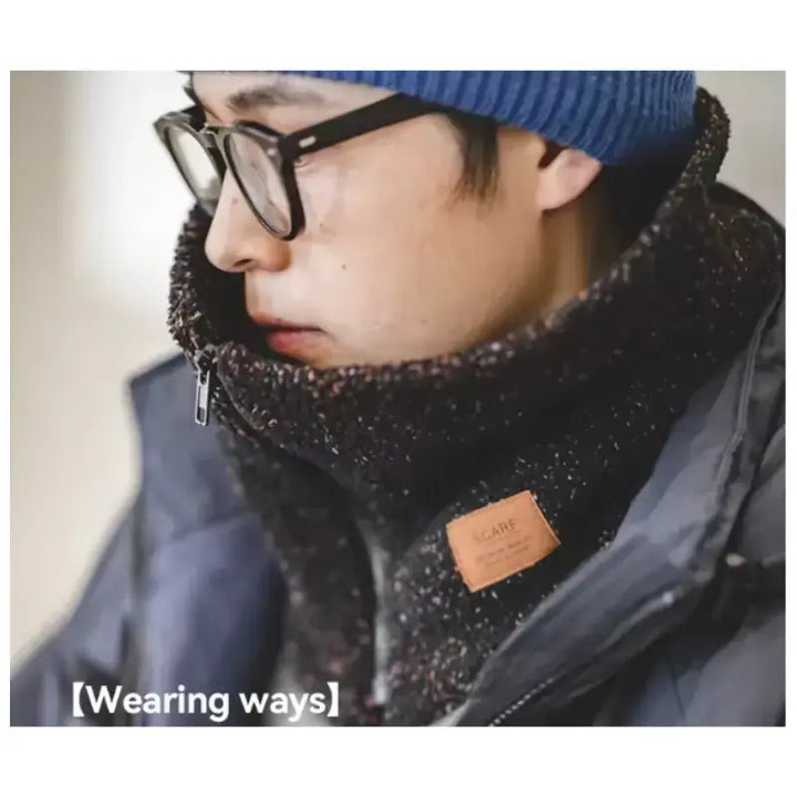 Vintage Unisex Heating Scarf | Men Warm Zip Fleece Neck Amekaji