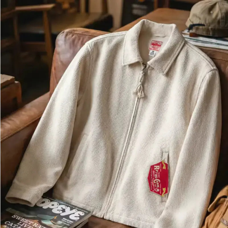 Vintage Waffle Zip Jacket | IKE Amekaji Workwear Jacket Amekaji