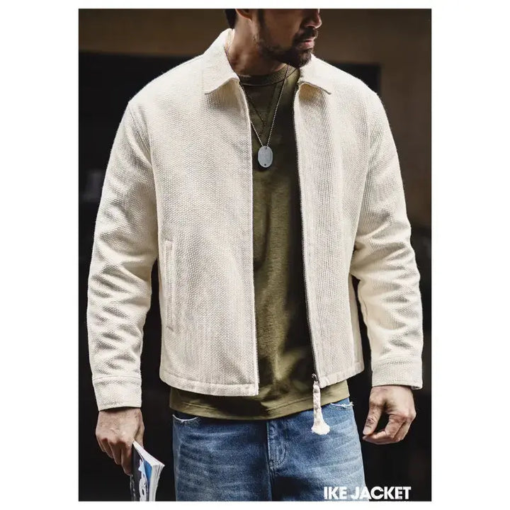 Vintage Waffle Zip Jacket | IKE Amekaji Workwear Jacket Amekaji