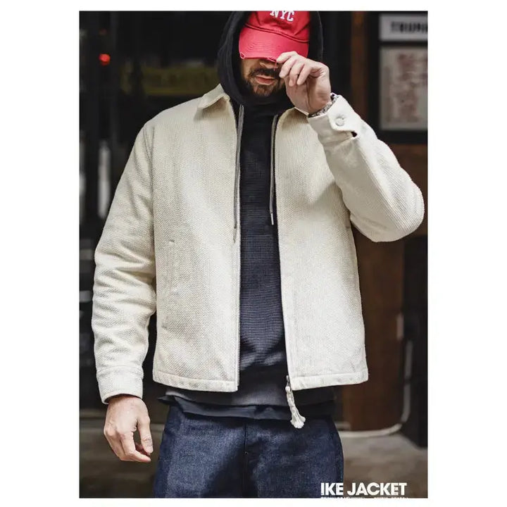 Vintage Waffle Zip Jacket | IKE Amekaji Workwear Jacket Amekaji